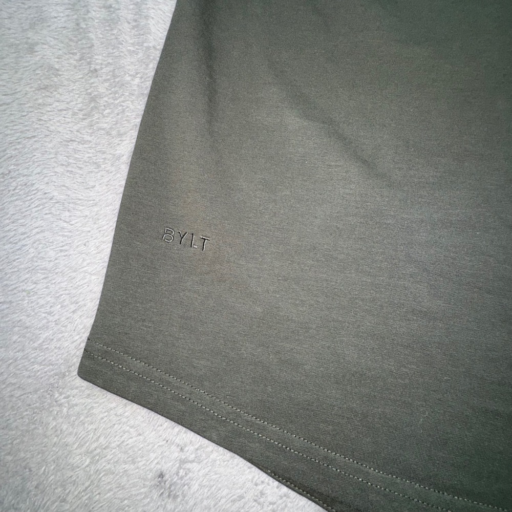 BYLT Lux Polo Shirt Mens 3XL Olive Green Excellent Split V-Neck Short Sleeve - Picture 9 of 10